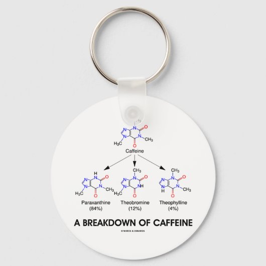 Uitsplitsing van cafeïne (chemische moleculen) sleutelhanger (Voorkant)