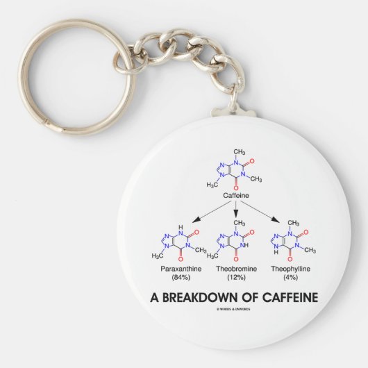 Uitsplitsing van cafeïne (chemische moleculen) sleutelhanger (Voorkant)