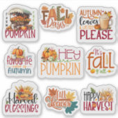 Uitspraak Happy Harvest Herfst Herfstseizoen set v Sticker (Voorkant)