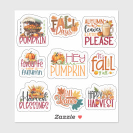 Uitspraak Happy Harvest Herfst Herfstseizoen set v Sticker