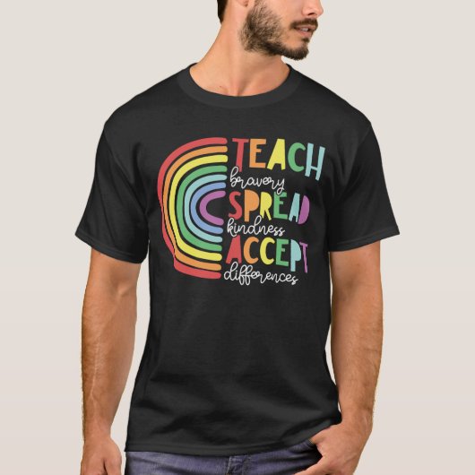 Uitspreidingsknipsel Teach Bravery Accepteren Vers T-shirt (Voorkant)