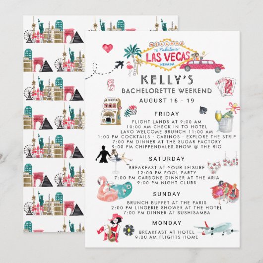 Uitstapje van de vrijgezellenfeest | Las Vegas Kaart (Voorkant / Achterkant)