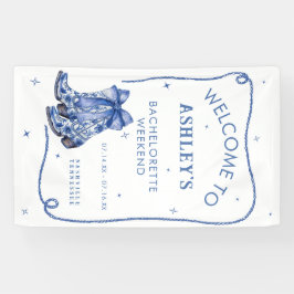 Uitstapje voor de vrijgezellenfeest blauwe welkoms spandoek