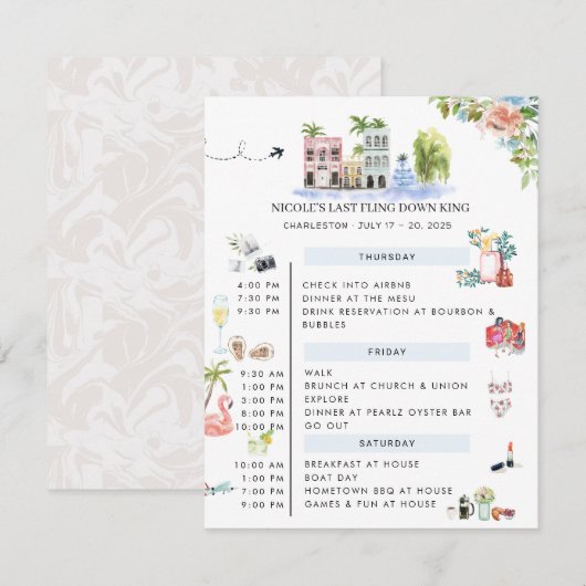 Uitstapje vrijgezellenfeest | Charleston, SC Kaart (Voorkant / Achterkant)
