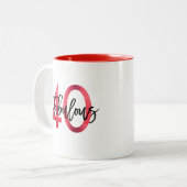 Uitstekend 40e | Moderne elegante chique rode verj Tweekleurige Koffiemok (Voorkant links)