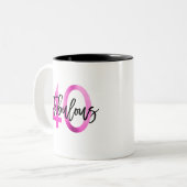 Uitstekend 40e | Moderne Elegante Hot Pink Verjaar Tweekleurige Koffiemok (Voorkant links)