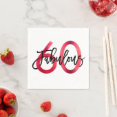 Uitstekend 60e | Chic Red Moderne Elegante Verjaar Servet (Insitu)