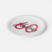 Uitstekend 60e | Moderne chique elegante rode verj Papieren Bordje (Gekanteld)