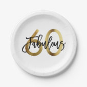 Uitstekend 60e | Moderne Elegante Chic Gouden Verj Papieren Bordje (Voorkant)