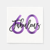 Uitstekend 60e | Paarse moderne elegante verjaarda Servet (Voorkant)