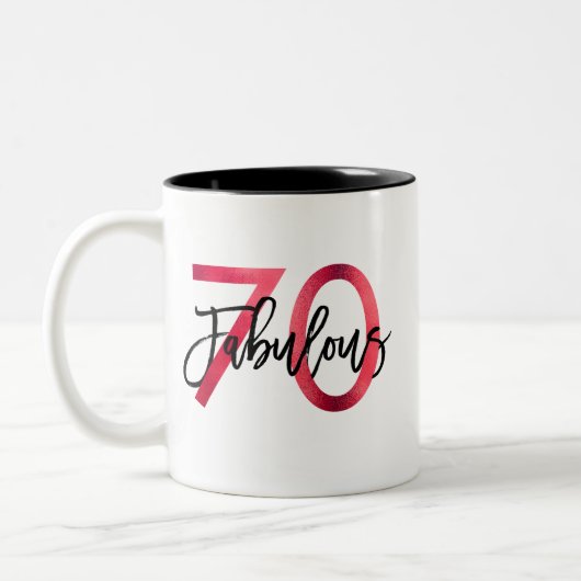 Uitstekend 70e | Moderne elegante rode verjaardag Tweekleurige Koffiemok (Links)