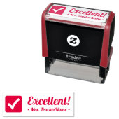 "Uitstekend!" + Aangepaste naam leerkracht school Zelfinktende Stempel (In situ)