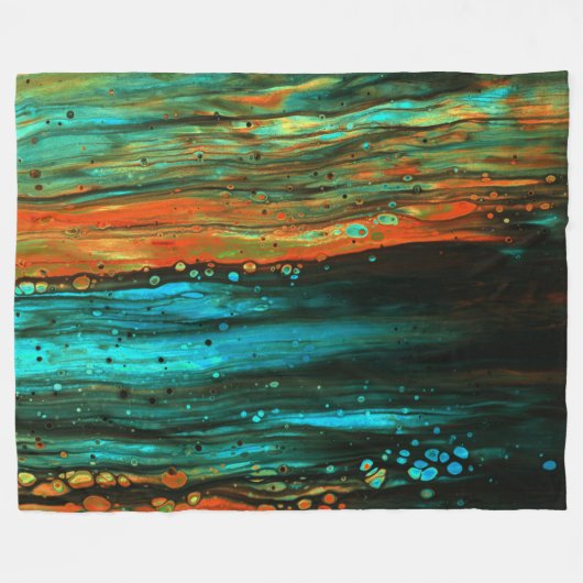 *~* Uitstekend Abstract uniek zwart blauw Sinaasap Fleece Deken (Voorkant (Horizontaal))