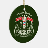 Uitstekend Barber Shop Stylist Shave Green Keramisch Ornament (Rechts)