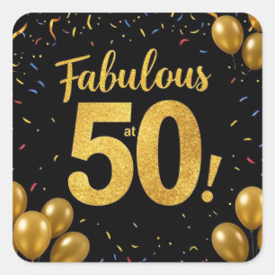 Uitstekend bij 50 Gold Glitter Birthday Party Desi Vierkante Sticker