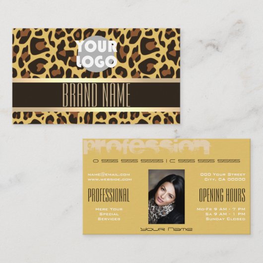 Uitstekend Classic Leopard Pattern Brown Beige Visitekaartje (Voorkant / Achterkant)