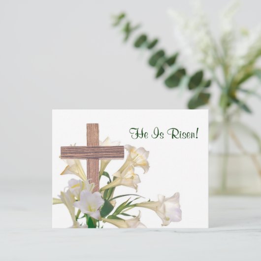 Uitstekend! De Lelies van Pasen & Houten Feestdagenkaart (Staand voorkant)