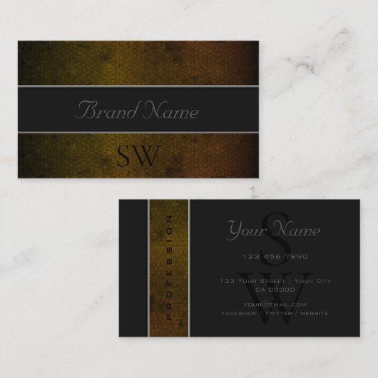 Uitstekend donkergele slangenpatroon en Initialen Visitekaartje (Voorkant / Achterkant)