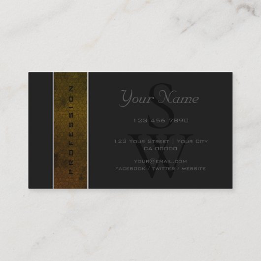 Uitstekend donkergele slangenpatroon en Initialen Visitekaartje (Achterkant)