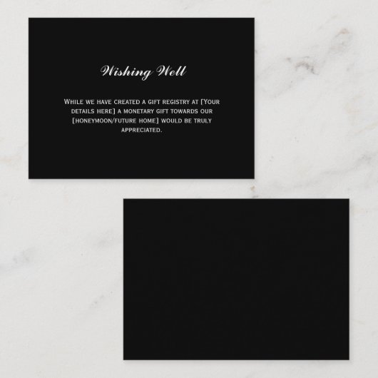 Uitstekend elegant zwart informatiekaartje (Voorkant / Achterkant)