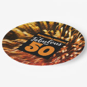 Uitstekend en 50 Groovy Vuurwerk Sinaasappel Papieren Bordje (Gekanteld)