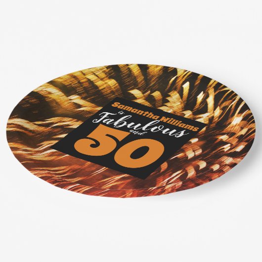 Uitstekend en 50 Groovy Vuurwerk Sinaasappel Papieren Bordje (Gekanteld)