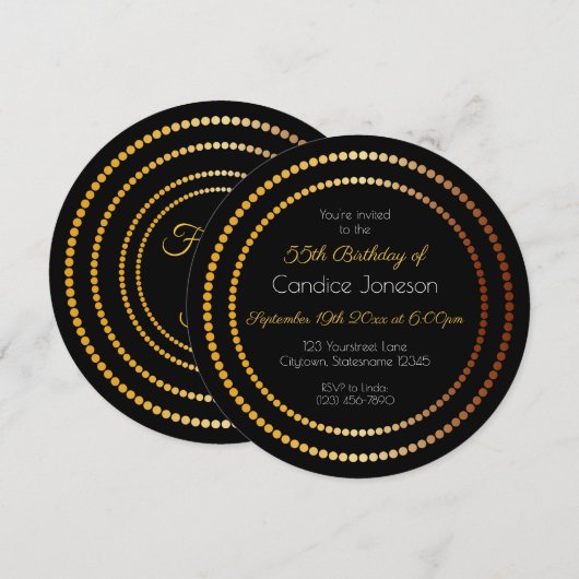 Uitstekend en 55 | ronde uitnodiging (Voorkant / Achterkant)