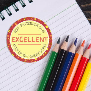 Uitstekend   Gepersonaliseerde Docenten Ronde Sticker