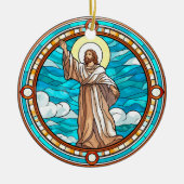 Uitstekend Glas in lood Jesus Christmas Keramisch Ornament (Voorkant)