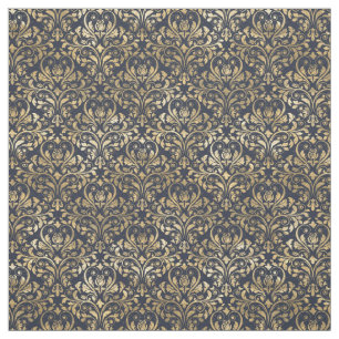 Uitstekend goud op Black Damask Pattern Stof