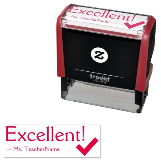 "Uitstekend!" Instructeur Feedback Rubberstempel Zelfinktende Stempel (In situ)