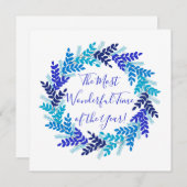 Uitstekend jaar Elegant Blue Kerstmis Feestdagenkaart (Voorkant / Achterkant)