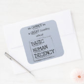 Uitstekend menselijk fatsoen in het land vierkante sticker (Envelop)