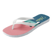 Uitstekend monogram kleurenblok l roze en blauw teenslippers (Schuin)