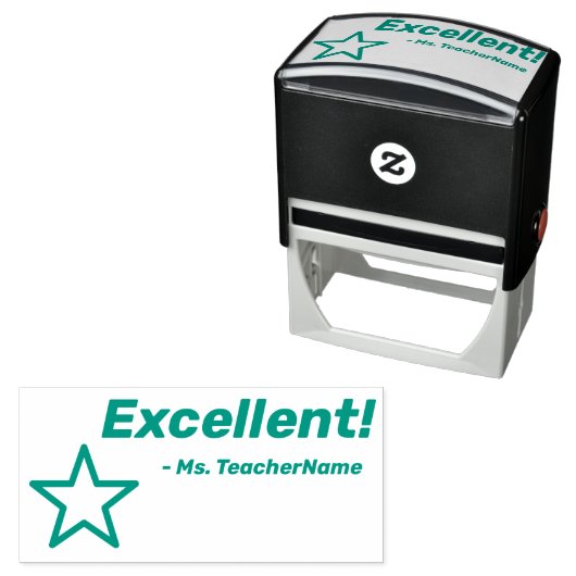 "Uitstekend!" + Naam leraar Rubber stempel (In situ)