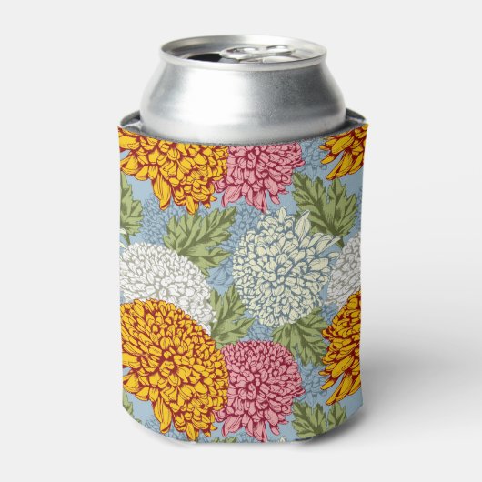 Uitstekend patroon met chrysanten blikjeskoeler (Blikje Voorkant)