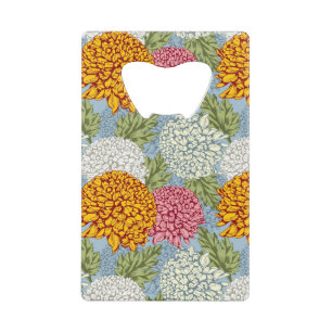Uitstekend patroon met chrysanten creditkaart flessenopener