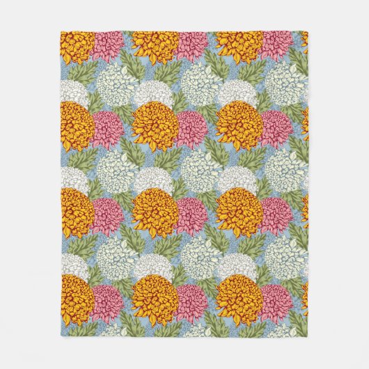 Uitstekend patroon met chrysanten fleece deken (Voorkant)