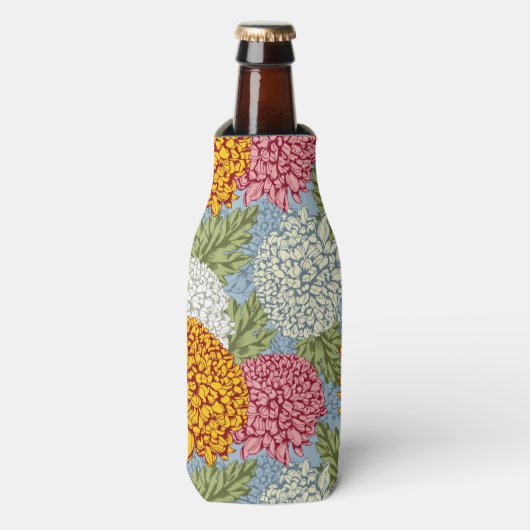 Uitstekend patroon met chrysanten flesjeskoeler (Fles Voorkant)