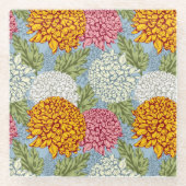 Uitstekend patroon met chrysanten glazen onderzetter (Voorkant)