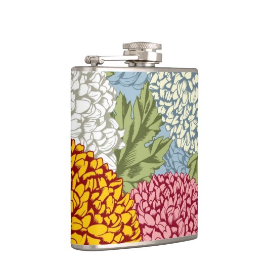 Uitstekend patroon met chrysanten heupfles (Rechts)