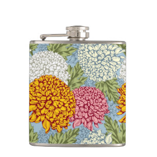 Uitstekend patroon met chrysanten heupfles