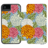 Uitstekend patroon met chrysanten incipio iPhone portemonnee hoesje (Agenda Open)