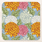 Uitstekend patroon met chrysanten kartonnen onderzetters (Voorkant)