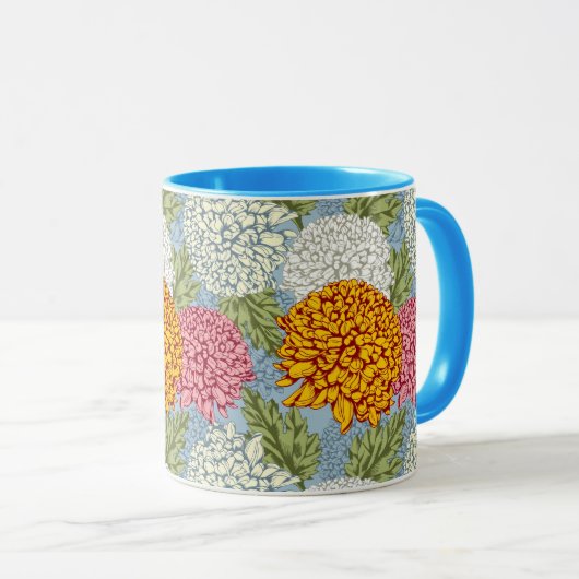 Uitstekend patroon met chrysanten mok (Voorkant rechts)