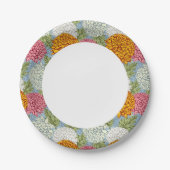 Uitstekend patroon met chrysanten papieren bordje (Voorkant)