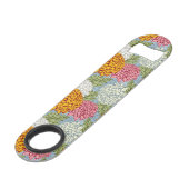 Uitstekend patroon met chrysanten speed flessenopener (Achterkant Gekanteld)