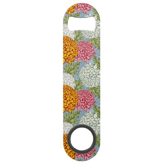 Uitstekend patroon met chrysanten speed flessenopener (Voorkant)