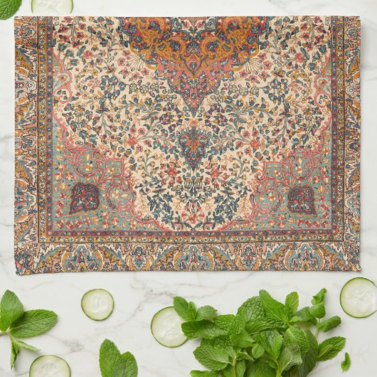 Uitstekend  Perzisch tapijtpatroon Theedoek (Gevouwen)