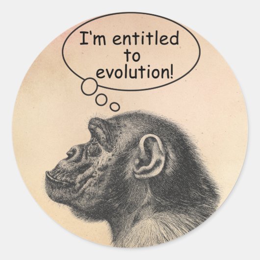 Uitstekend recht op evolutie van Ape Ronde Sticker (Voorkant)